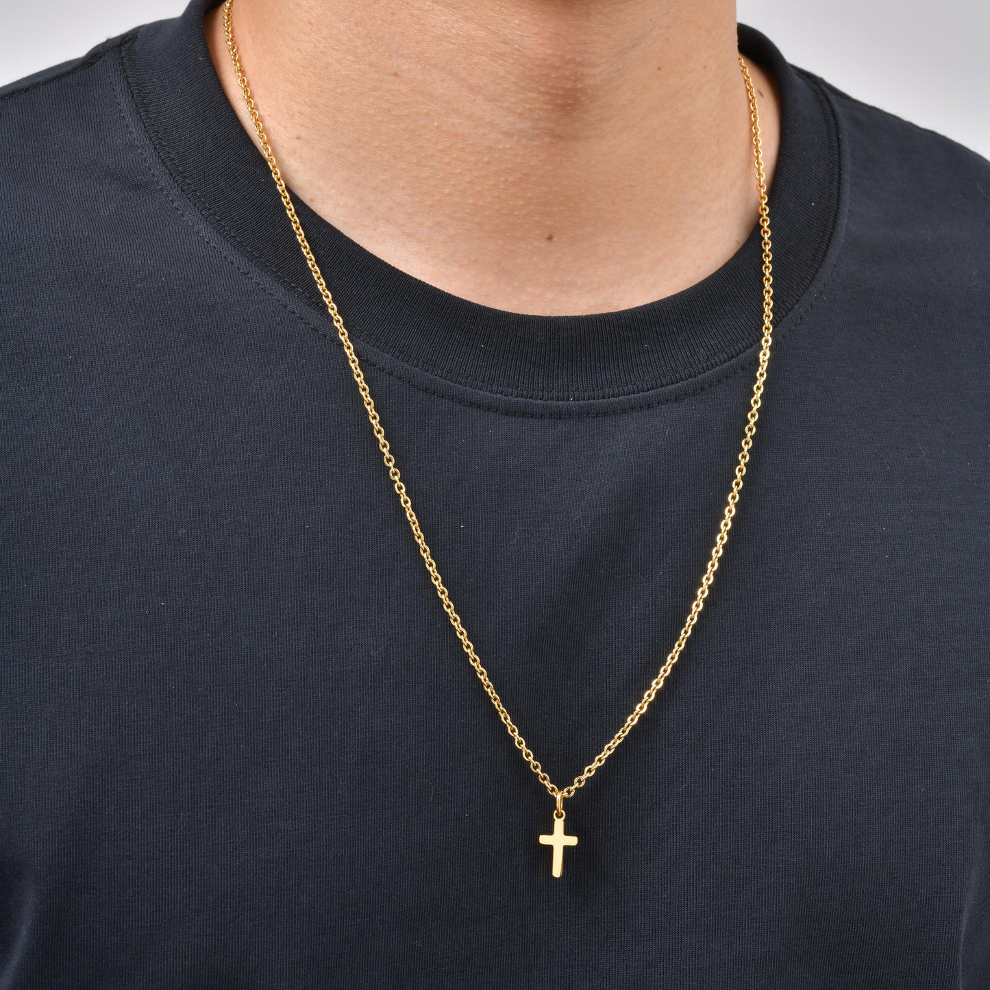 Kemstone Stainless Steel Minimal Cross Pendant Necklace for Men & Women Gold Silver PN-2289