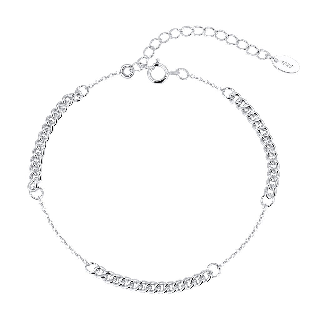Kemstone 925 Sterling Silver Cuban Link Bracelet for Women Adjustable Chain Gold Silver GAB06