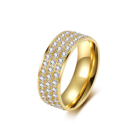 Kemstone Cubic Zirconia Pave Ring Stainless Steel for Men & Women K-R1128