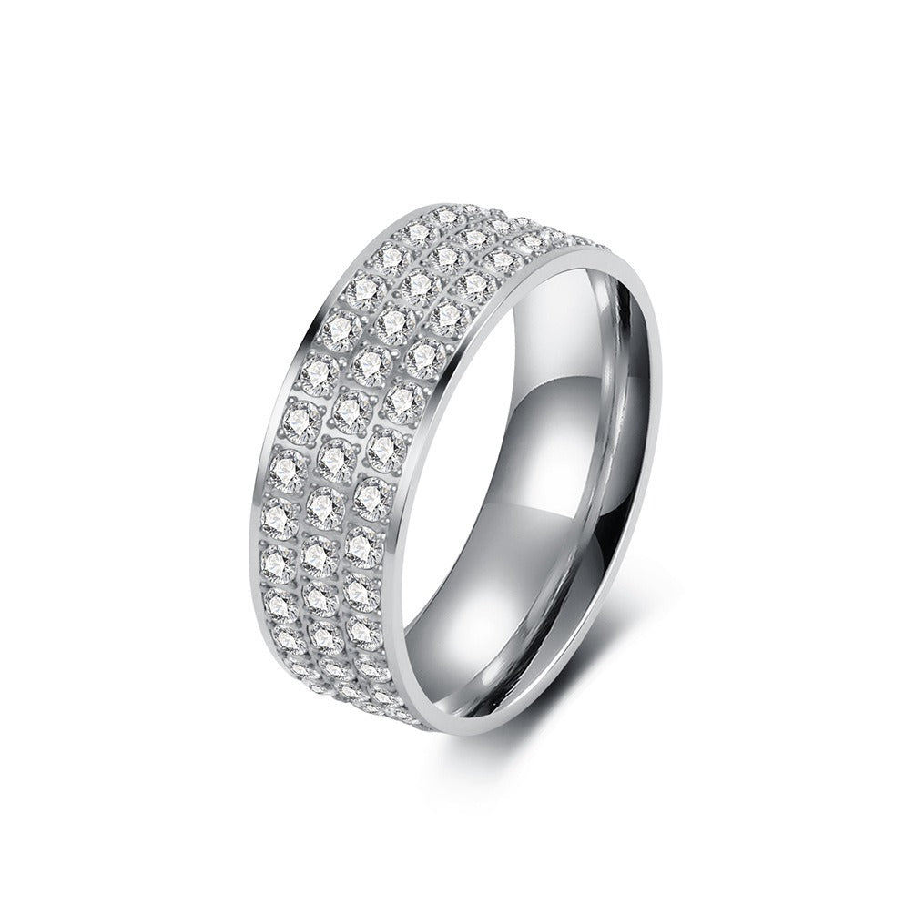 Kemstone Cubic Zirconia Pave Ring Stainless Steel for Men & Women K-R1128