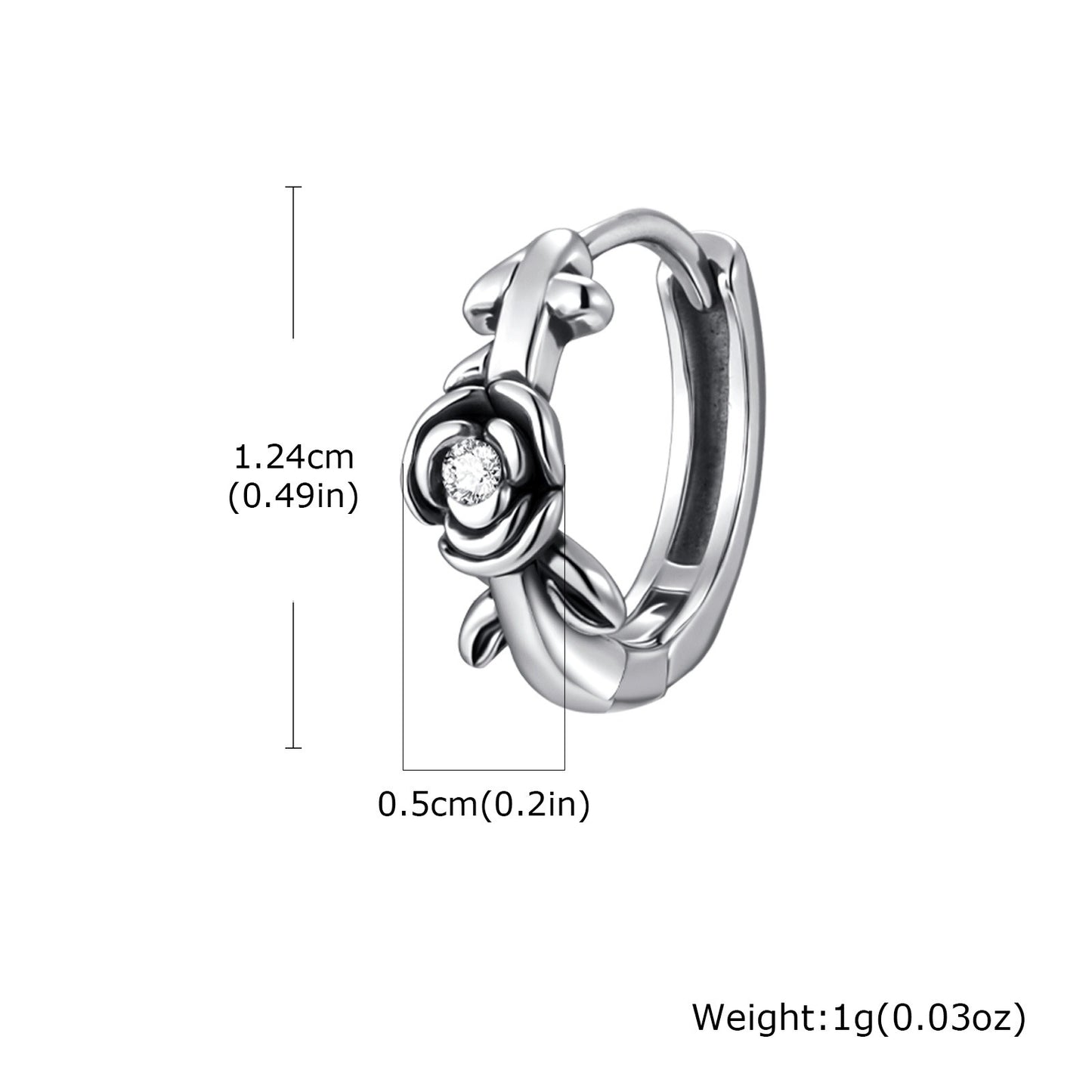 Kemstone Stainless Steel Fox Hoop Earring – Cubic Zirconia Rose Detail for Men & Women EH-821