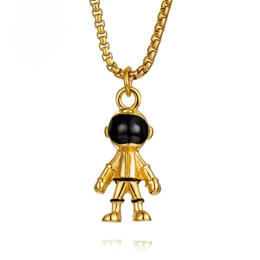 Kemston Stainless Steel Astronaut Space Character Pendant Necklace for Men Women Hip Hop K-PT196