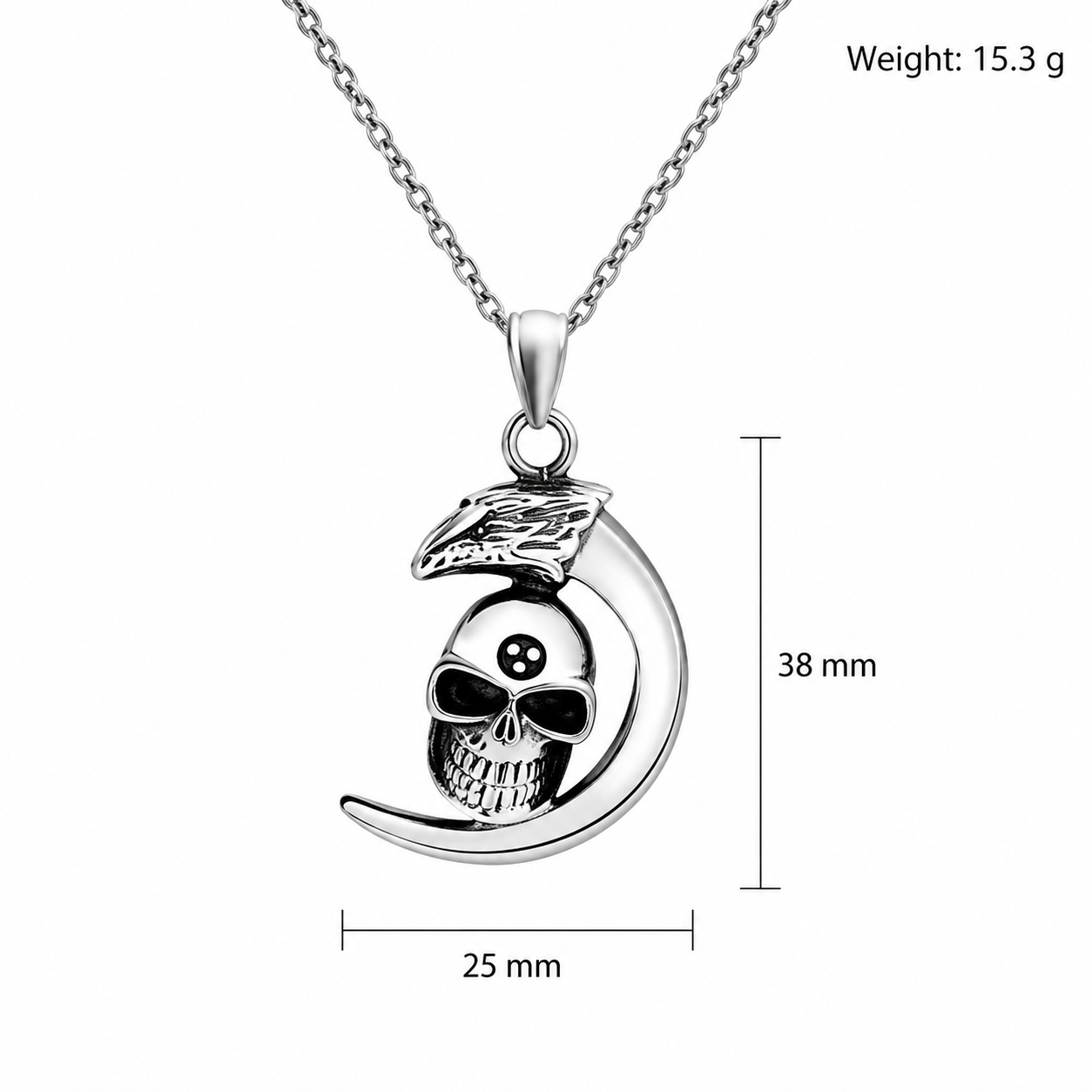 Kemstone 316L Stainless Steel Skull Pendant Necklace for Men Eagle Head Vintage Detail TN0072