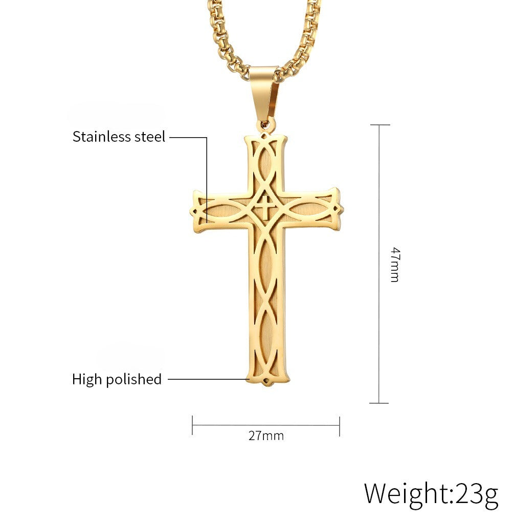 Kemstone Titanium Steel Celtic Cross Pendant Necklace – Faith Heritage Silver/Gold/Black K-PT263