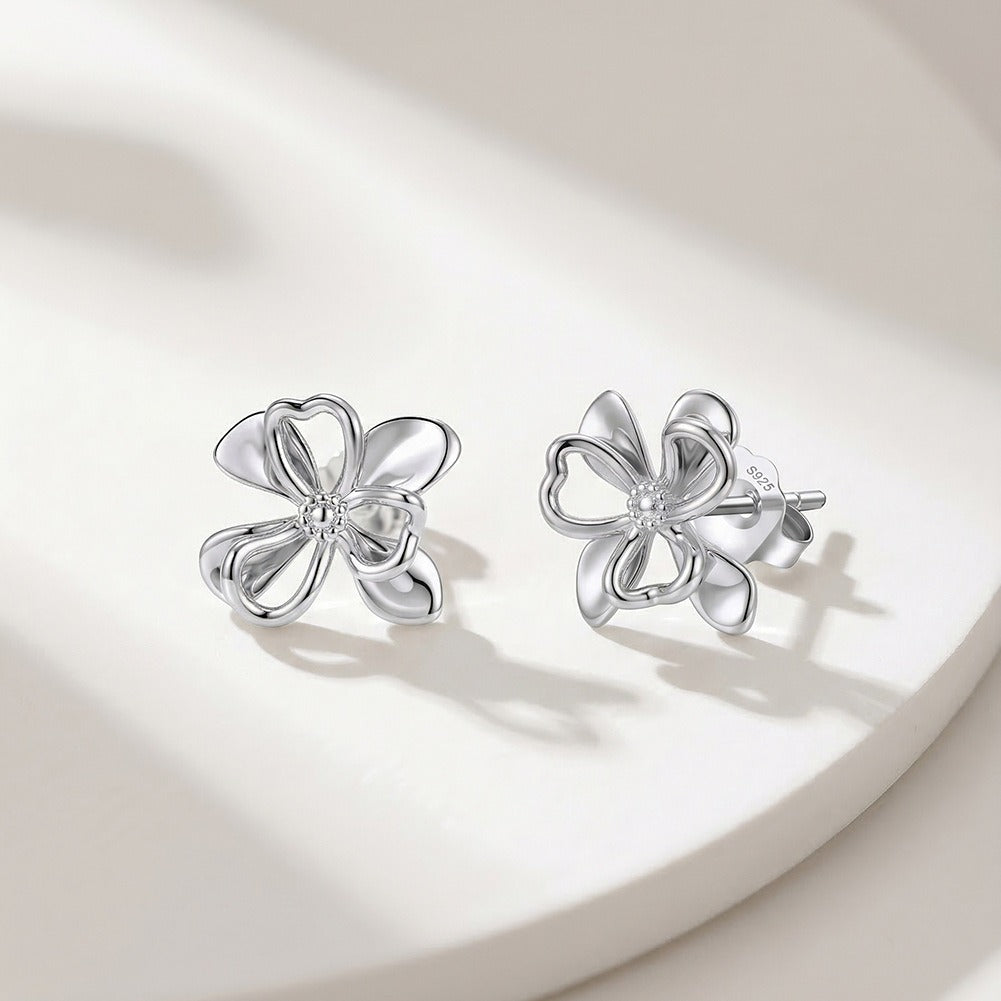 Kemstone 925 Sterling Silver Floral Stud Earrings for Women Openwork Design Gold Silver APE156