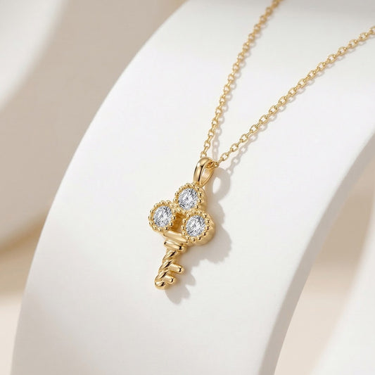 Kemstone Key Necklace for Women 925 Sterling Silver Cubic Zirconia Dainty SAPN66