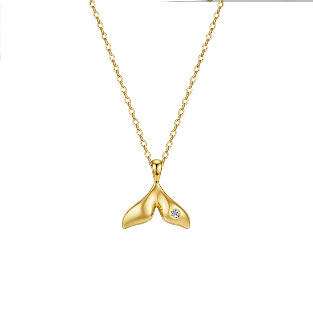 Kemstone Dainty Mermaid Tail Necklace for Women 925 Sterling Silver Cubic Zirconia Gold Silver SAPN64