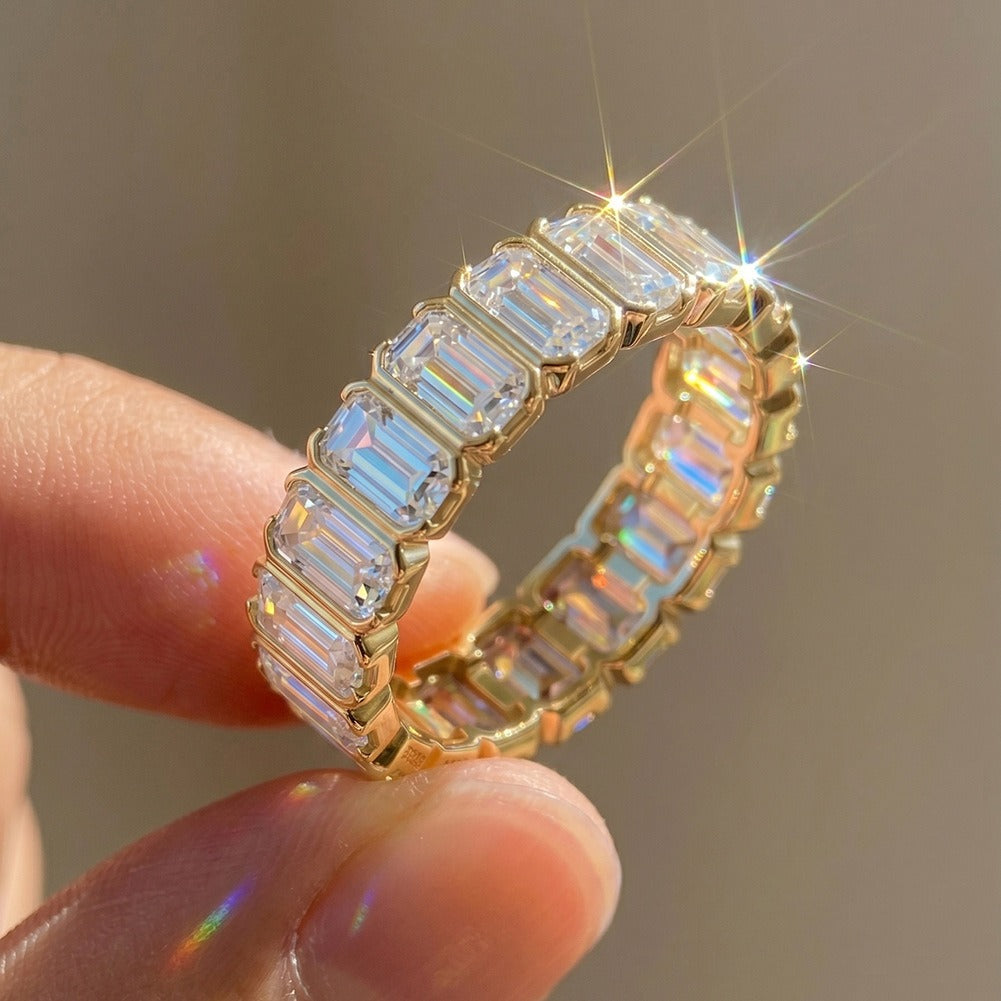 Kemston Baguette Moissanite Eternity Ring for Women 925 Sterling Silver SMOR27