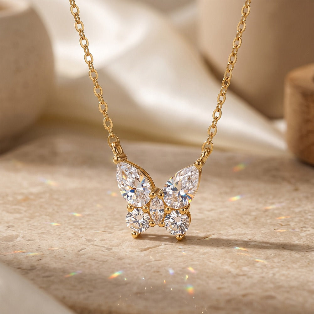 Kemston Pear Cut Moissanite Pendant Necklace for Women 925 Sterling Silver SMON25