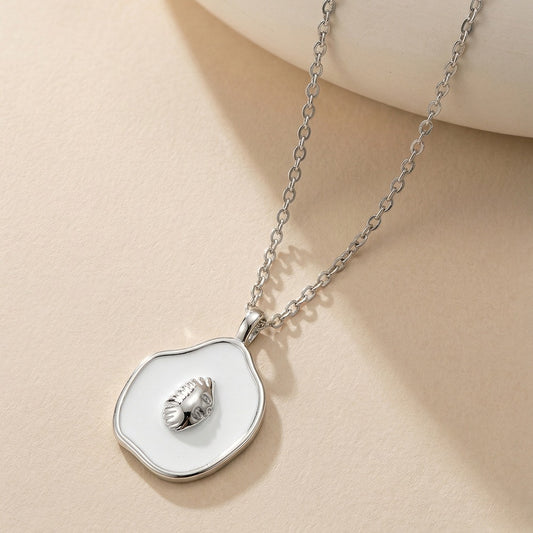 Kemstone Shell Pendant Necklace for Women 925 Sterling Silver Enamel Oval Dainty Beach Style Gold Silver SAPN62