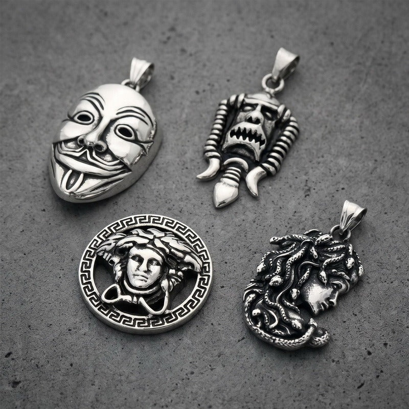 Kemstone Stainless Steel Gothic Joker Mask Pendant Necklace for Men KP118521-LU