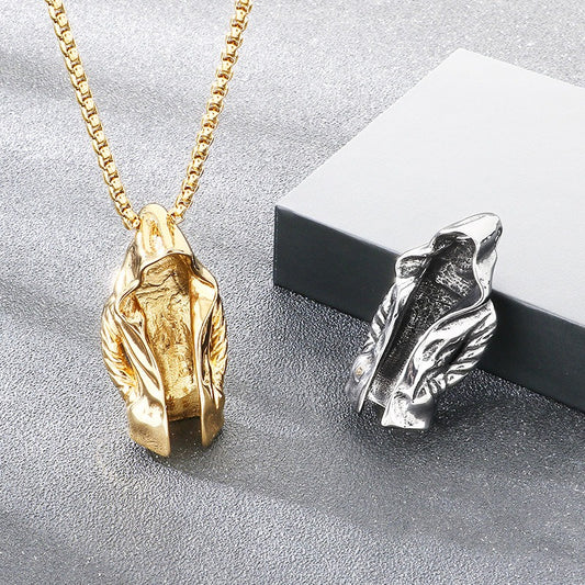 Kemstone Cloak Pendant Necklace Titanium Steel Sculptural Statement Design for Men KP117760-LU