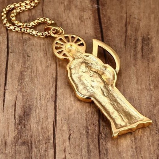 Kemstone Stainless Steel Skeleton Pendant Necklace for Men Gold Tone Gothic PN-194