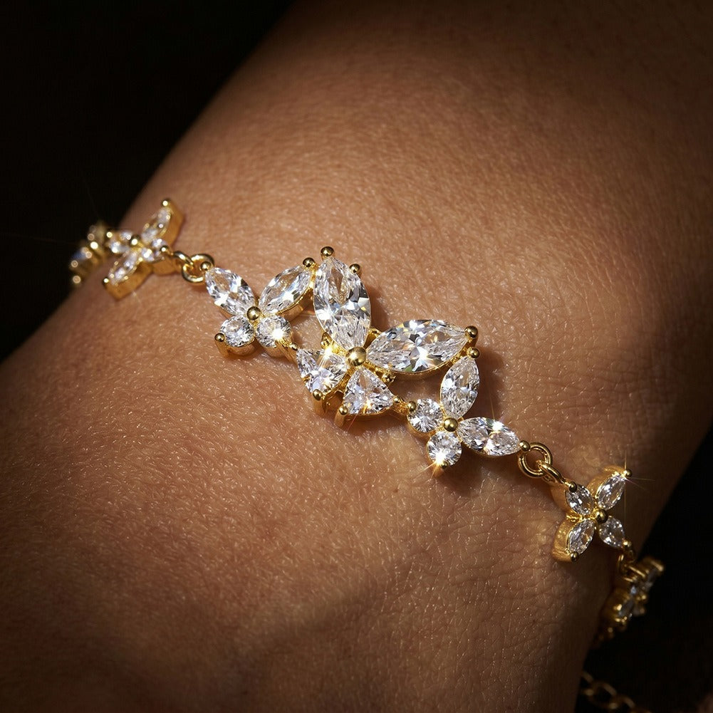 Kemston 925 Sterling Silver Moissanite Cross Charm Bracelet for Women MOB09