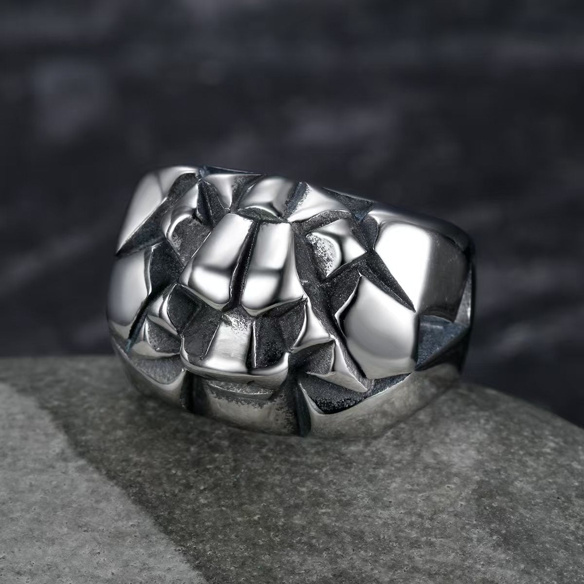 Kemstone Lion Head Ring for Men Stainless Steel Vintage Style TR0456