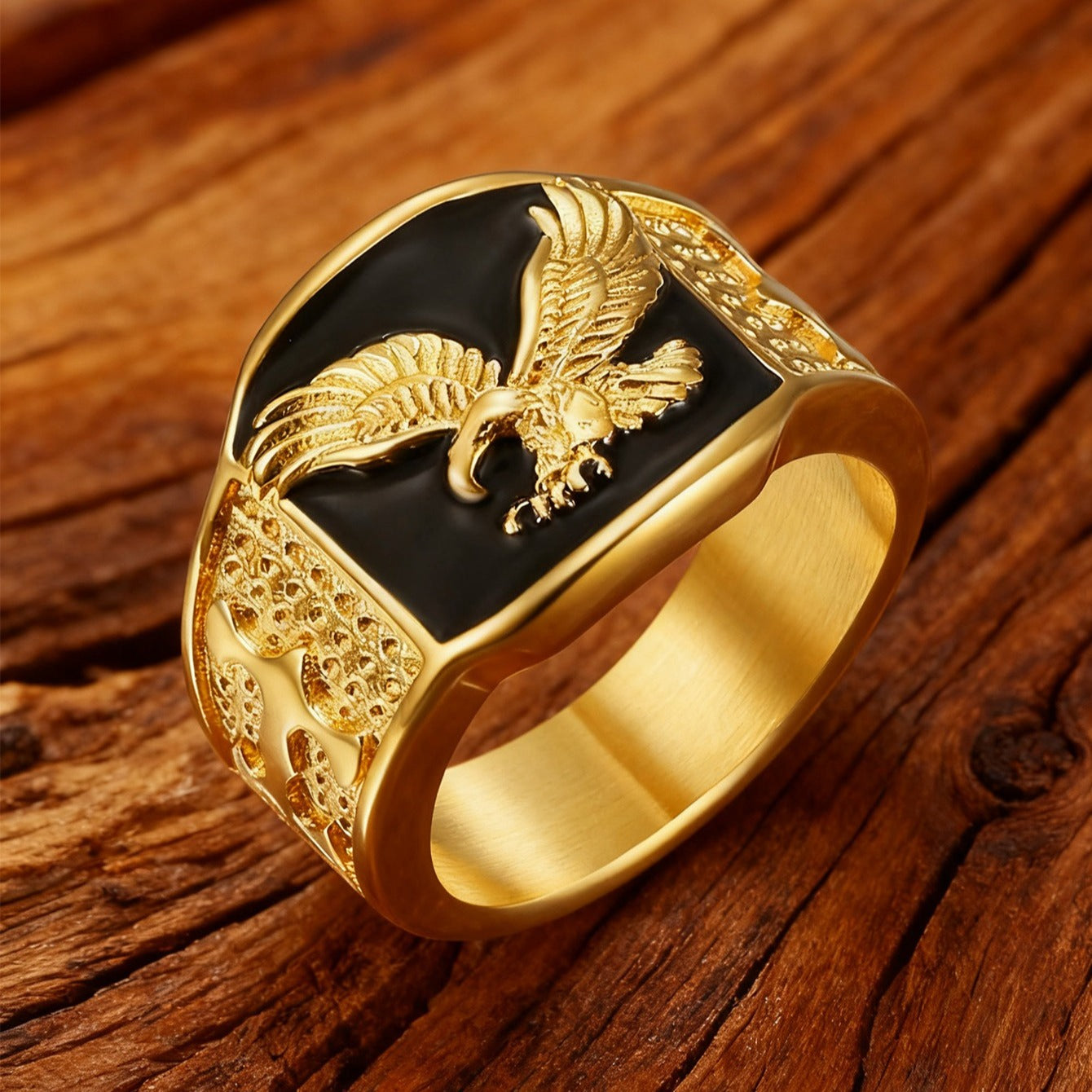 Kemstone Men’s Stainless Steel Eagle Ring – Vintage Street Style Jewelry MJ0071