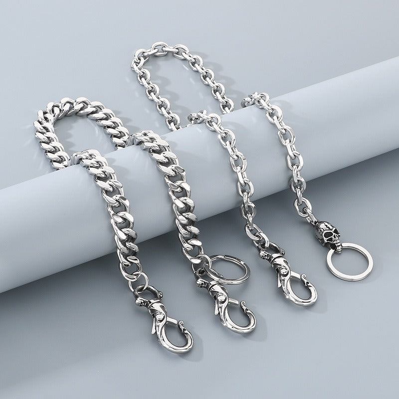 Kemstone Titanium Steel Skull Pants Chain – Double Clasp Street Wallet Chain for Men KK025-Z