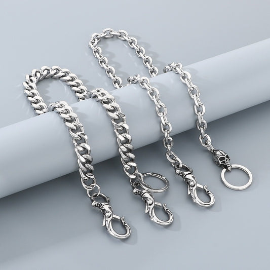Kemstone Titanium Steel Skull Pants Chain – Double Clasp Street Wallet Chain for Men KK025-Z