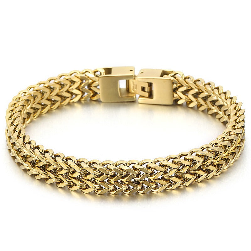 Kemstone Double Row Dragon Bone Chain Bracelet for Men – Titanium Steel Heavy Structure KB150525-KFC