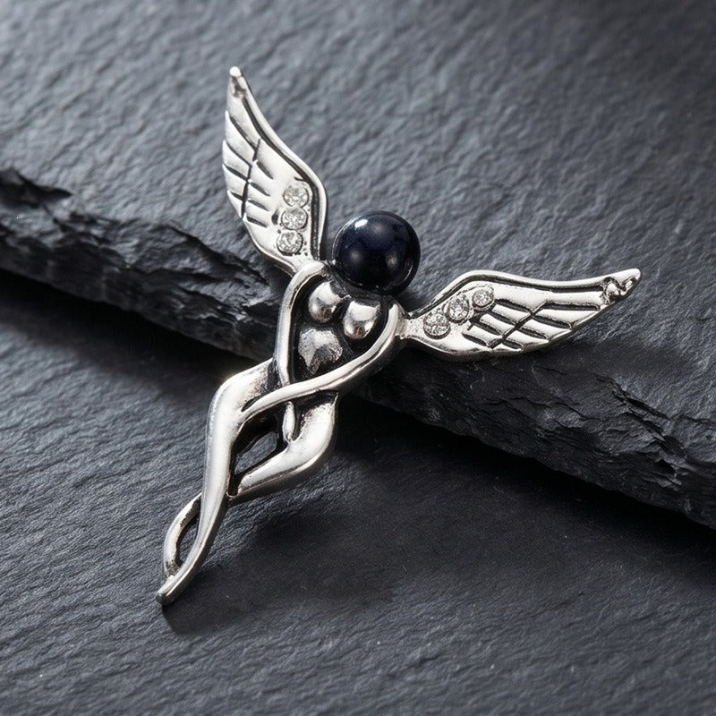Kemstone Stainless Steel Dragonfly Winged Figure Pendant Necklace for Men Gothic K-PT668