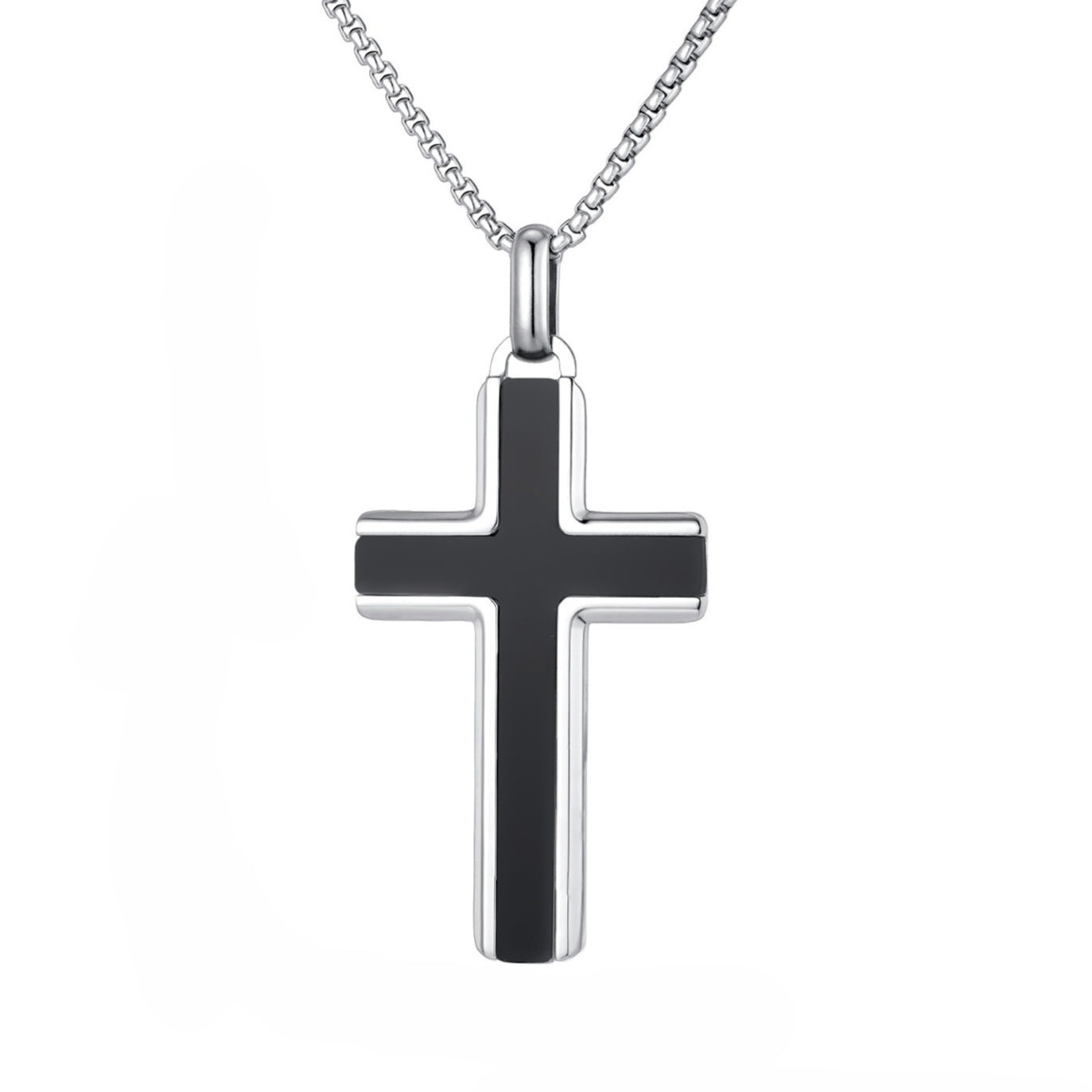 Kemstone Stainless Steel Cross Pendant Necklace – Tiger Eye & Turquoise Inlay for Men PN-2224