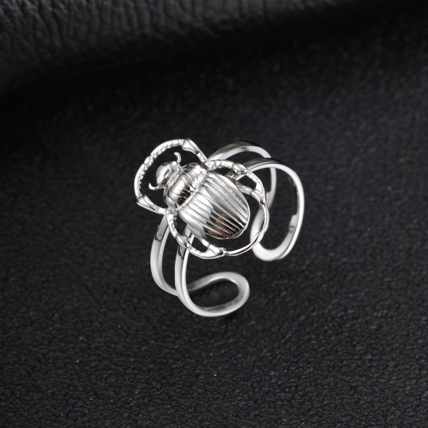 Kemston Scarab Beetle Gothic Stainless Steel Open Ring for Men RC-1016