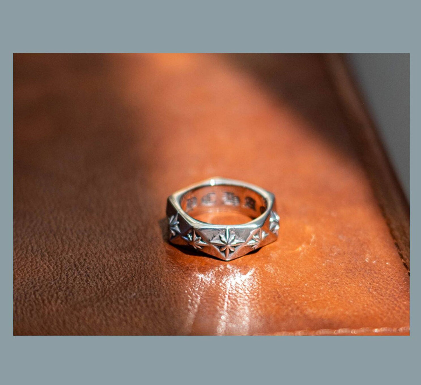 Kemstone Titanium Steel Eight Point Star Ring – Vintage Geometric Texture NW-JZ068