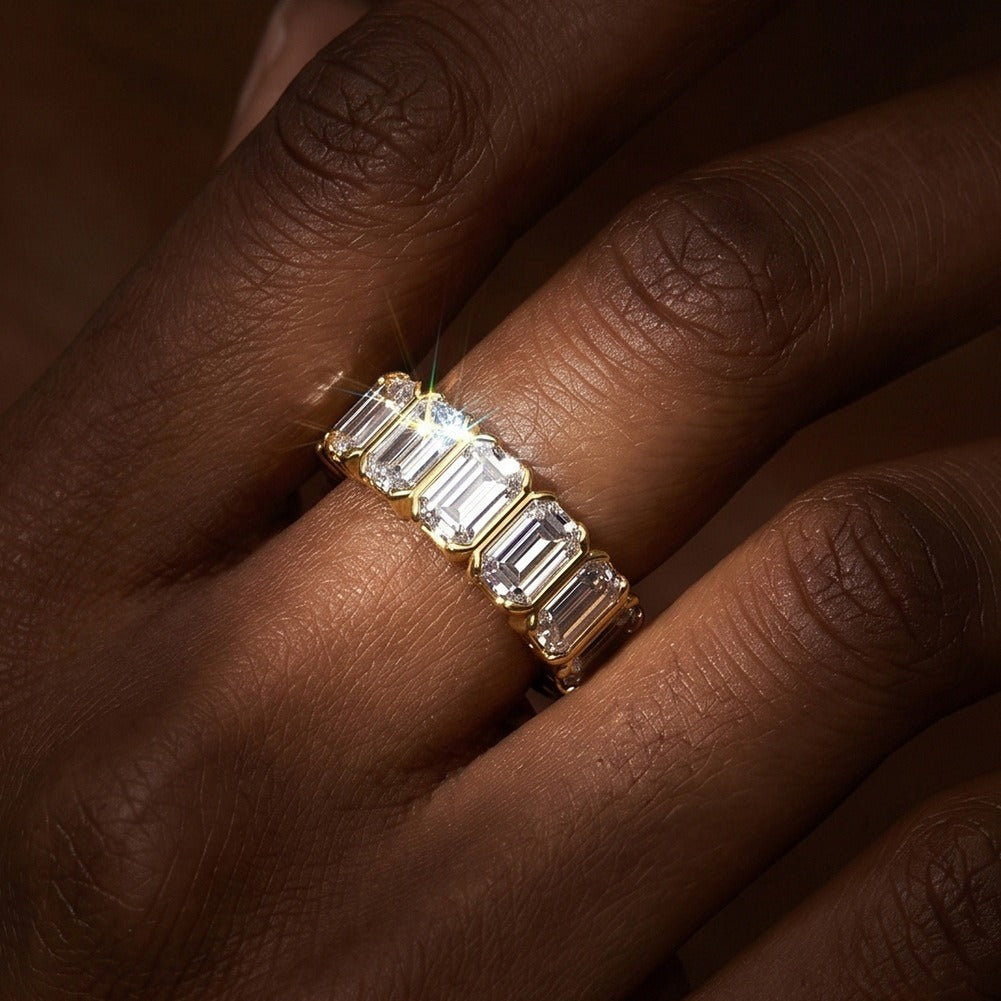Kemston Baguette Moissanite Eternity Ring for Women 925 Sterling Silver SMOR27