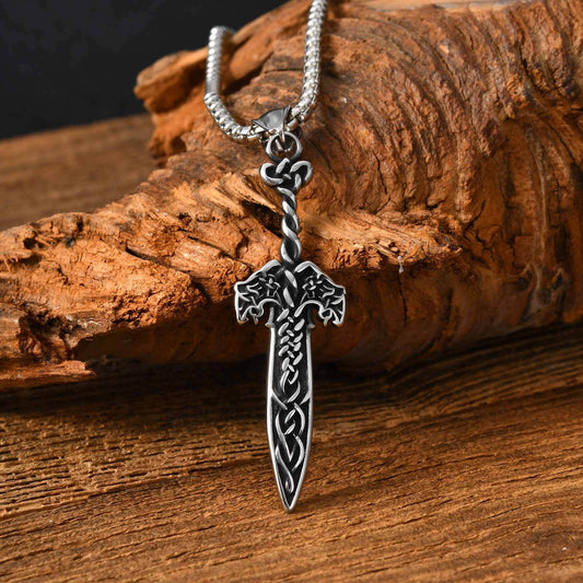 Kemstone Stainless Steel Celtic Sword Pendant Necklace for Men PN-2315