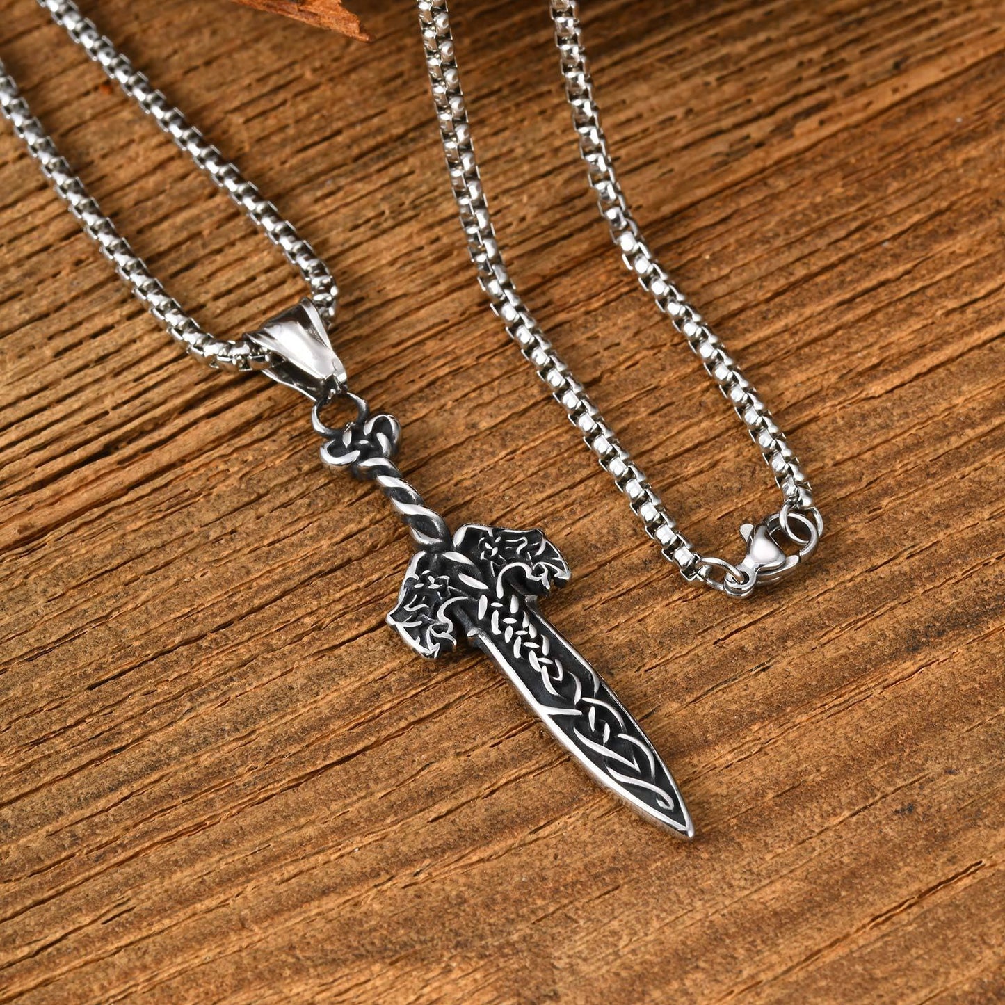 Kemstone Stainless Steel Celtic Sword Pendant Necklace for Men PN-2315