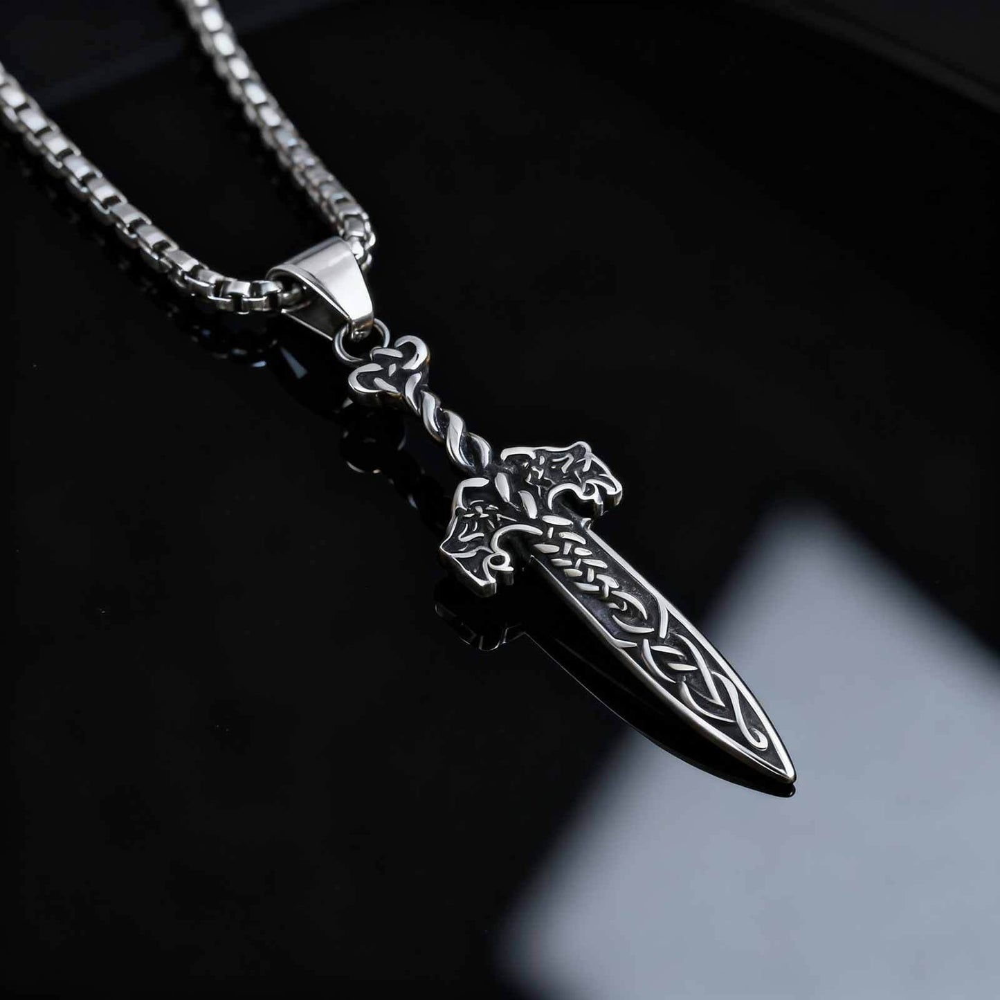 Kemstone Stainless Steel Celtic Sword Pendant Necklace for Men PN-2315