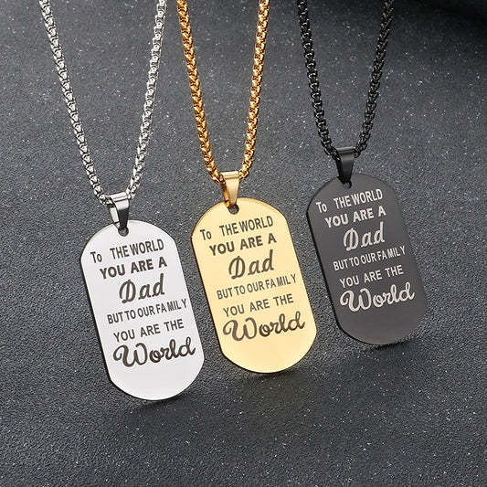Kemstone Titanium Steel Dad Message Tag Necklace – Father’s Day Gift KP100218-Z