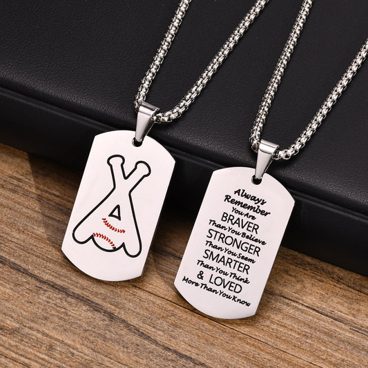 Kemstone Stainless Steel Baseball Quote Tag Necklace for Men PN-004S