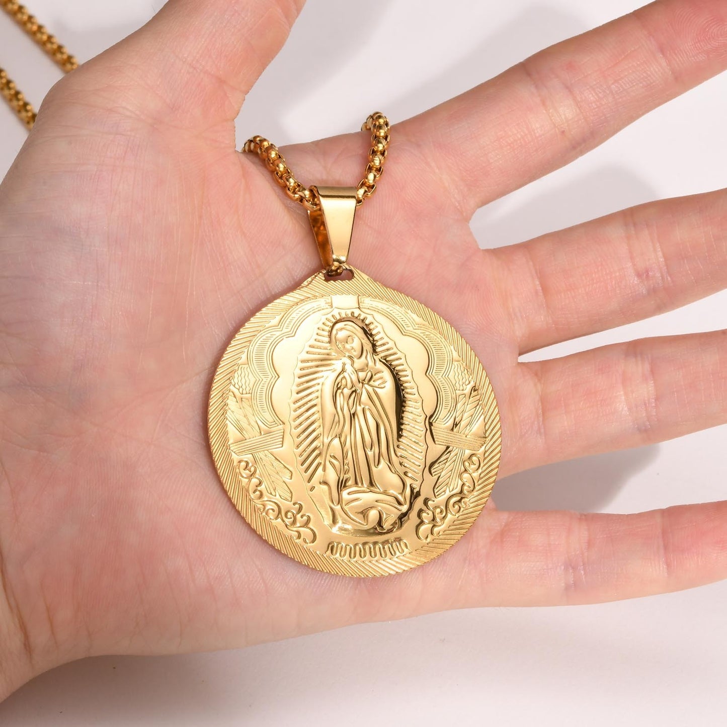 Kemstone Stainless Steel Medallion Necklace for Men Vintage Coin Pendant PN-777