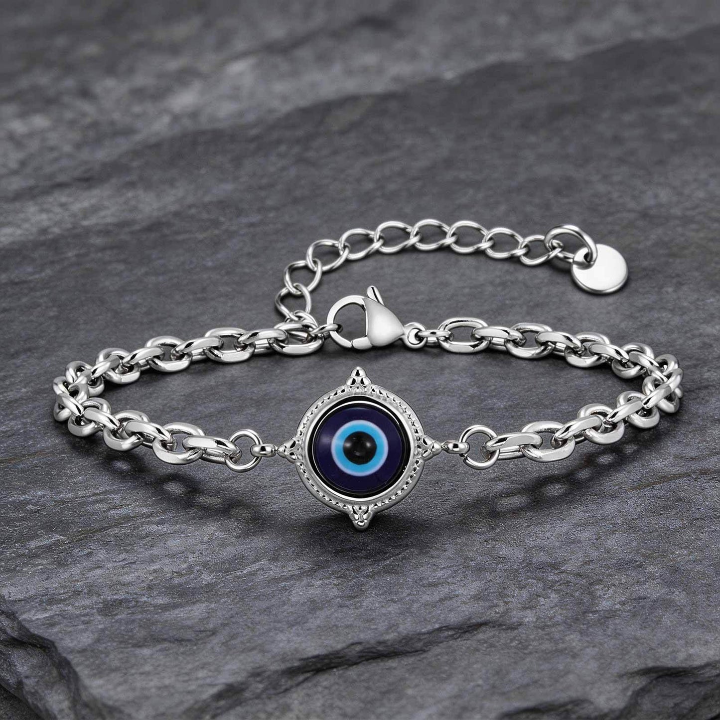 Kemstone Stainless Steel Eye Motif Chain Bracelet for Men Adjustable Link Bracelet BR-2882