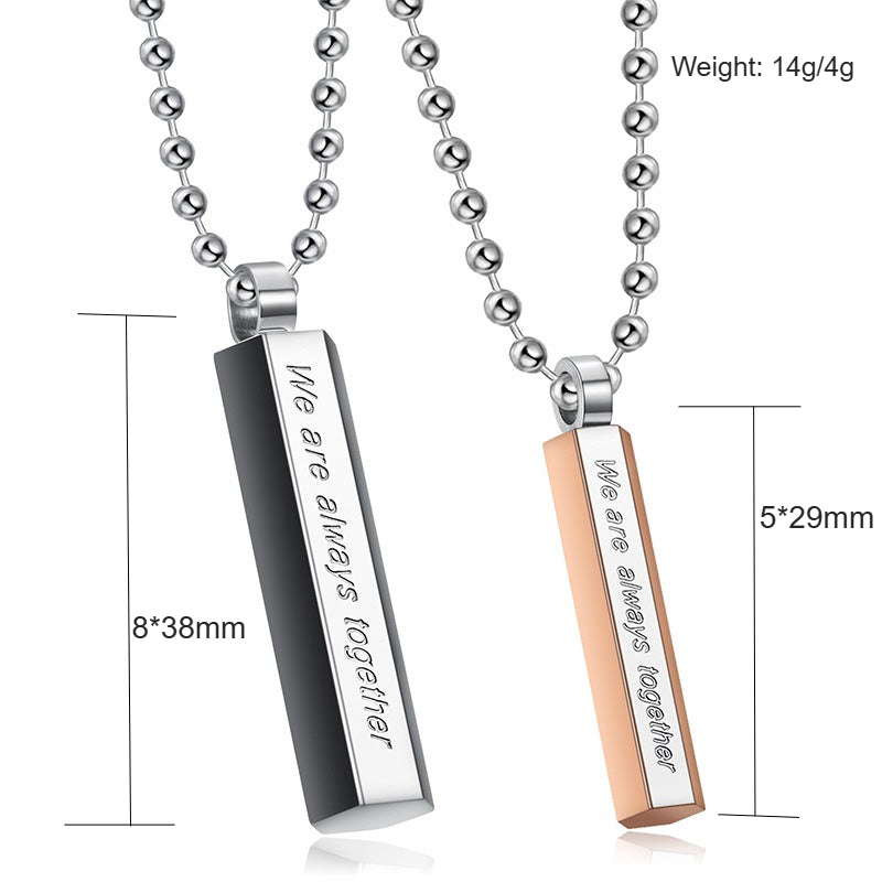 Kemstone Engraved Bar Necklace for Men & Women Titanium Steel TN0324