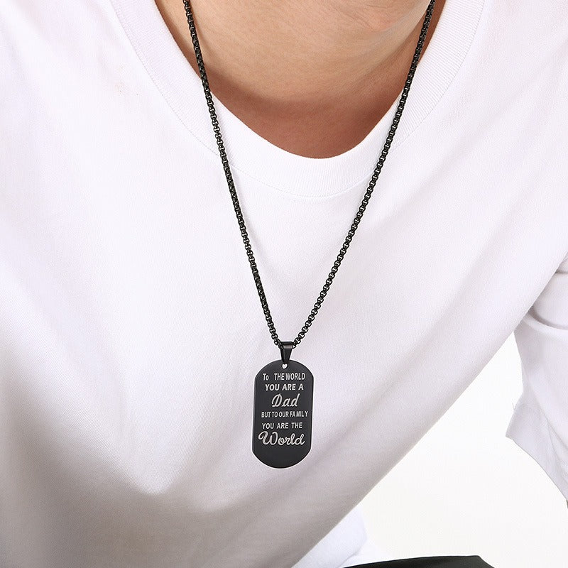 Kemstone Titanium Steel Dad Message Tag Necklace – Father’s Day Gift KP100218-Z