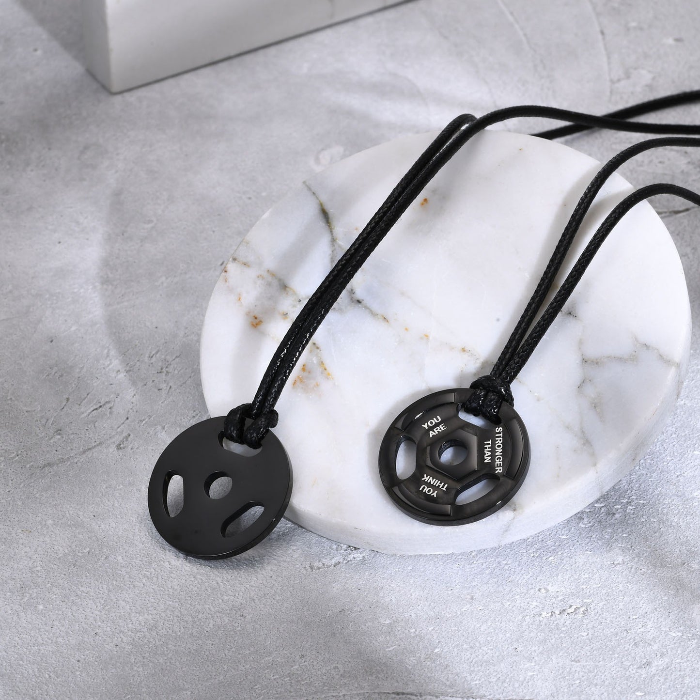 Kemstone Stainless Steel Barbell Plate Pendant Necklace – Gym Workout Style for Men PN-1891