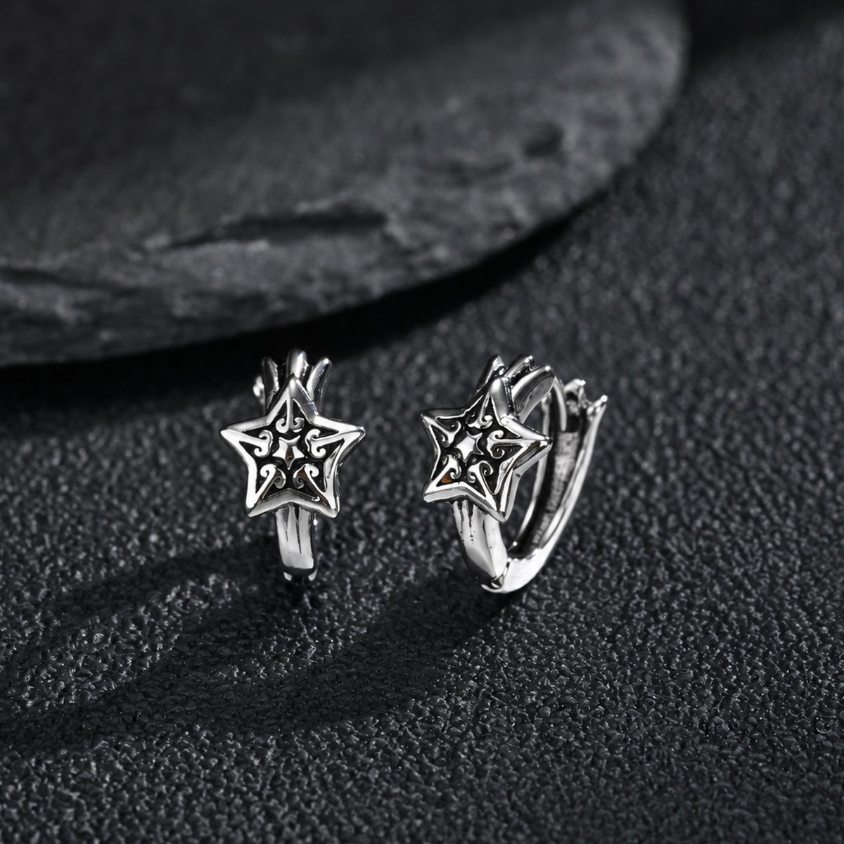 Kemstone Star Hoop Earring for Men Stainless Steel Vintage EH-913
