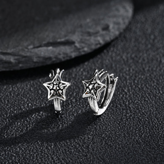 Kemstone Star Hoop Earring for Men Stainless Steel Vintage EH-913