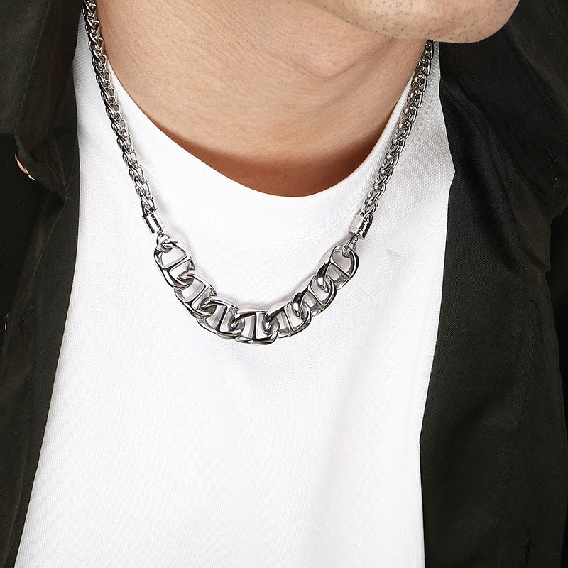 Kemstone Titanium Steel Figaro Chain Necklace for Men Alternating Link Chain KN298678-KJX