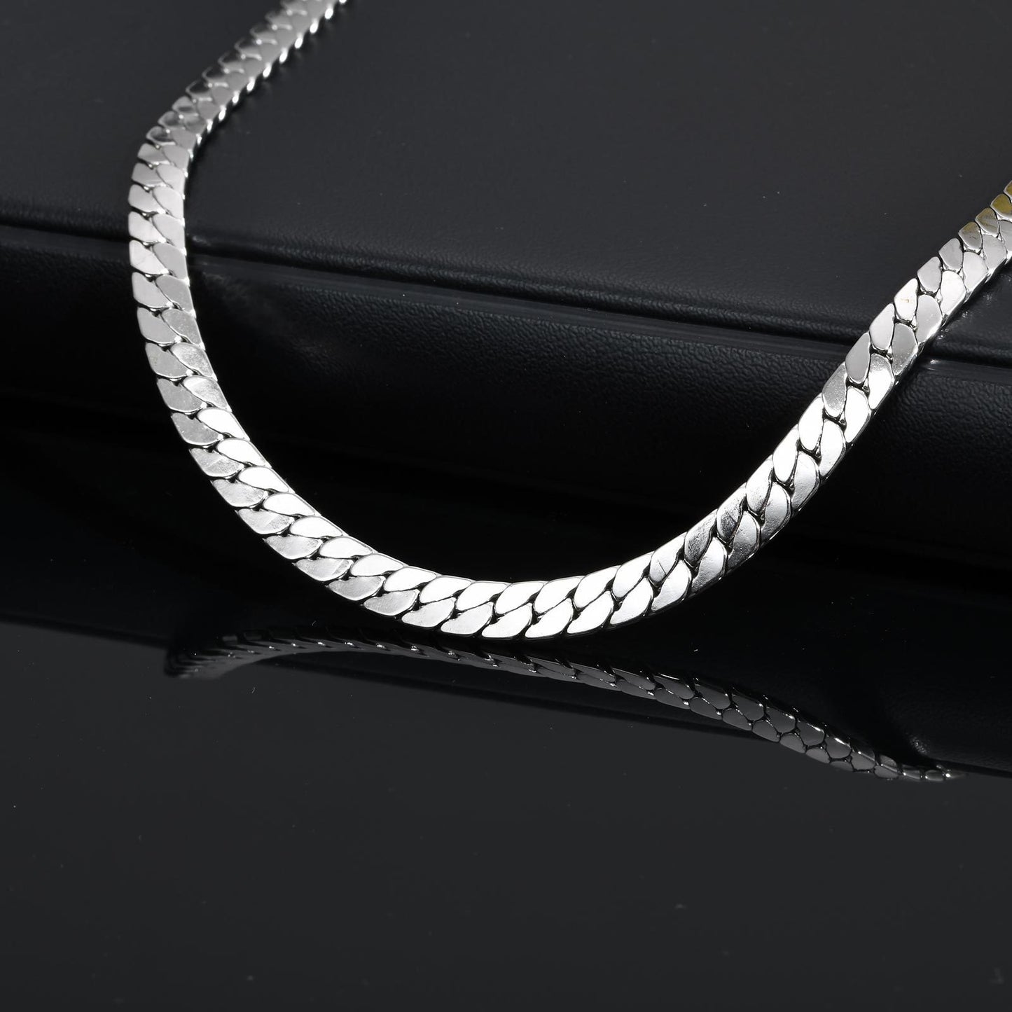 Kemstone Stainless Steel Flat Cuban Chain Necklace for Men 1740S