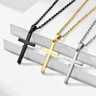 Kemstone Titanium Steel CZ Cross Necklace – Full Pave Cubic Zirconia Pendant for Men & Women K-PT477
