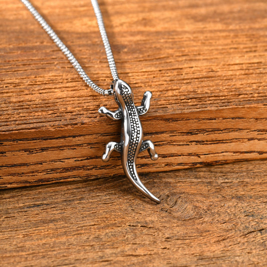 Kemstone Lizard Pendant Necklace for Men Stainless Steel Gecko Design PN-2343