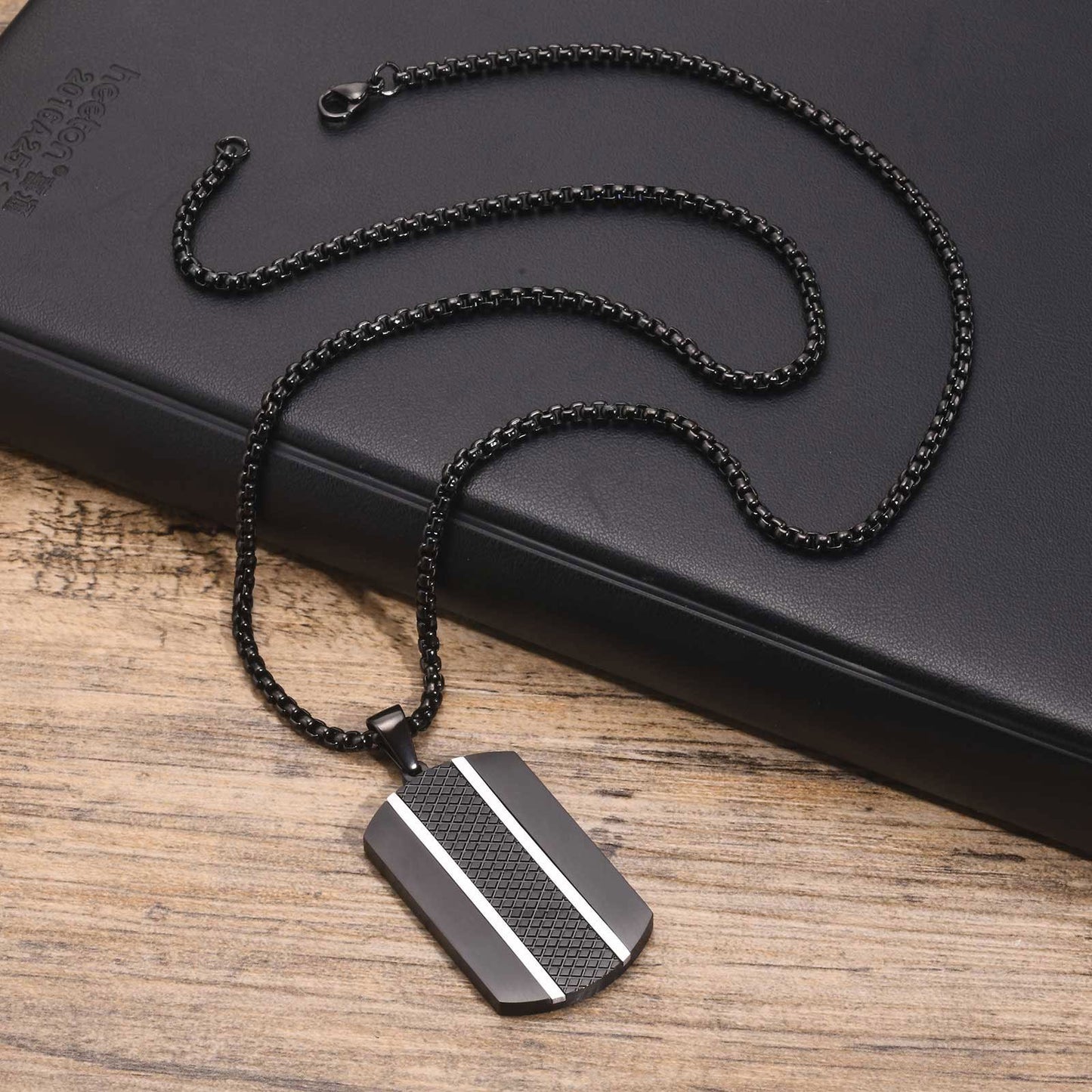Kemstone Men’s Stainless Steel Black Pendant Necklace – Modern Minimalist PN-1931