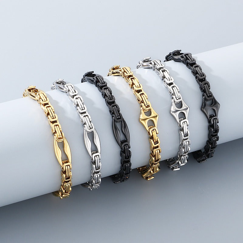 Kemstone Byzantine Chain Bracelet for Men – Titanium Steel Imperial Link KB209968-ZCG