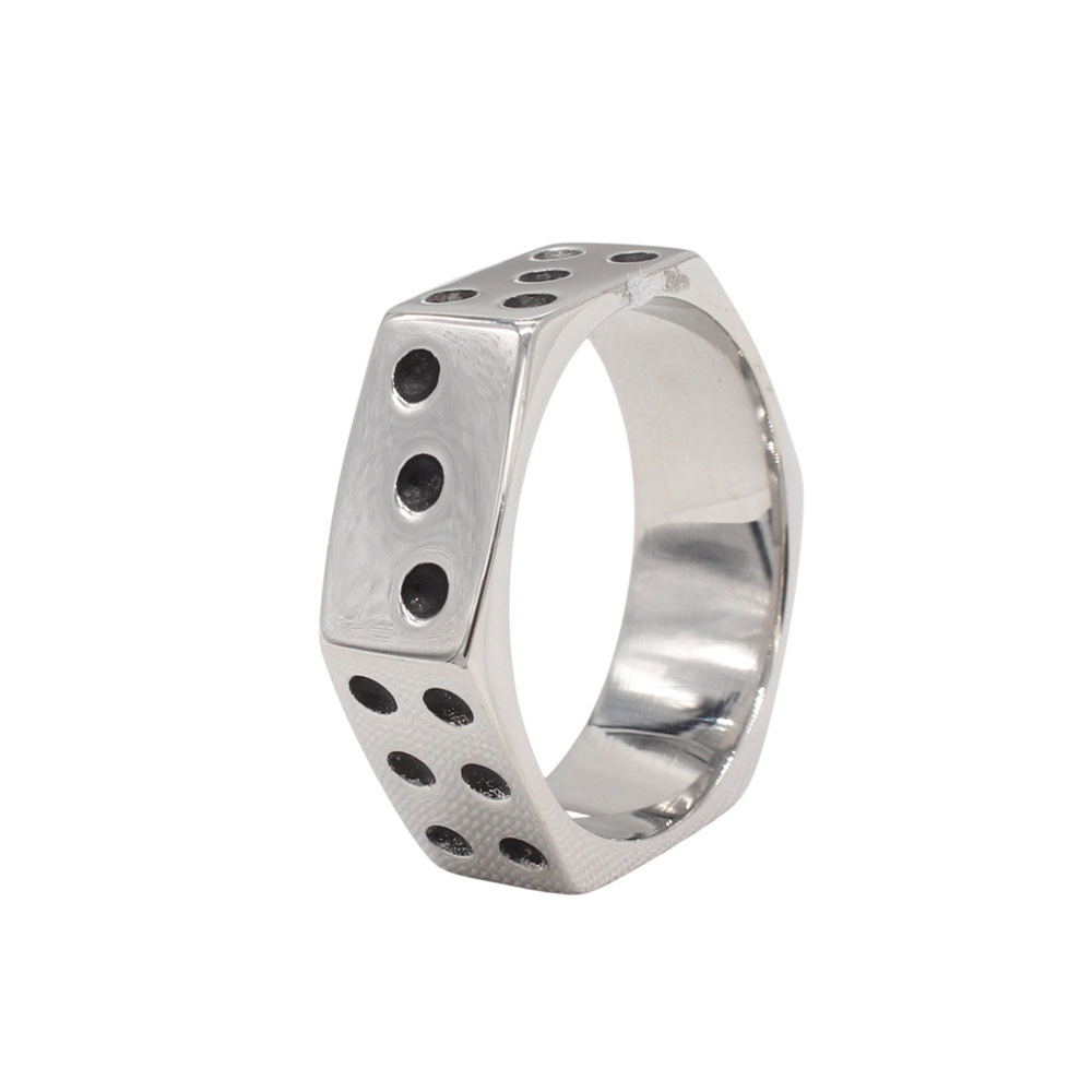 Kemstone Titanium Steel Hexagon Geometric Ring for Men Minimal Design R1876
