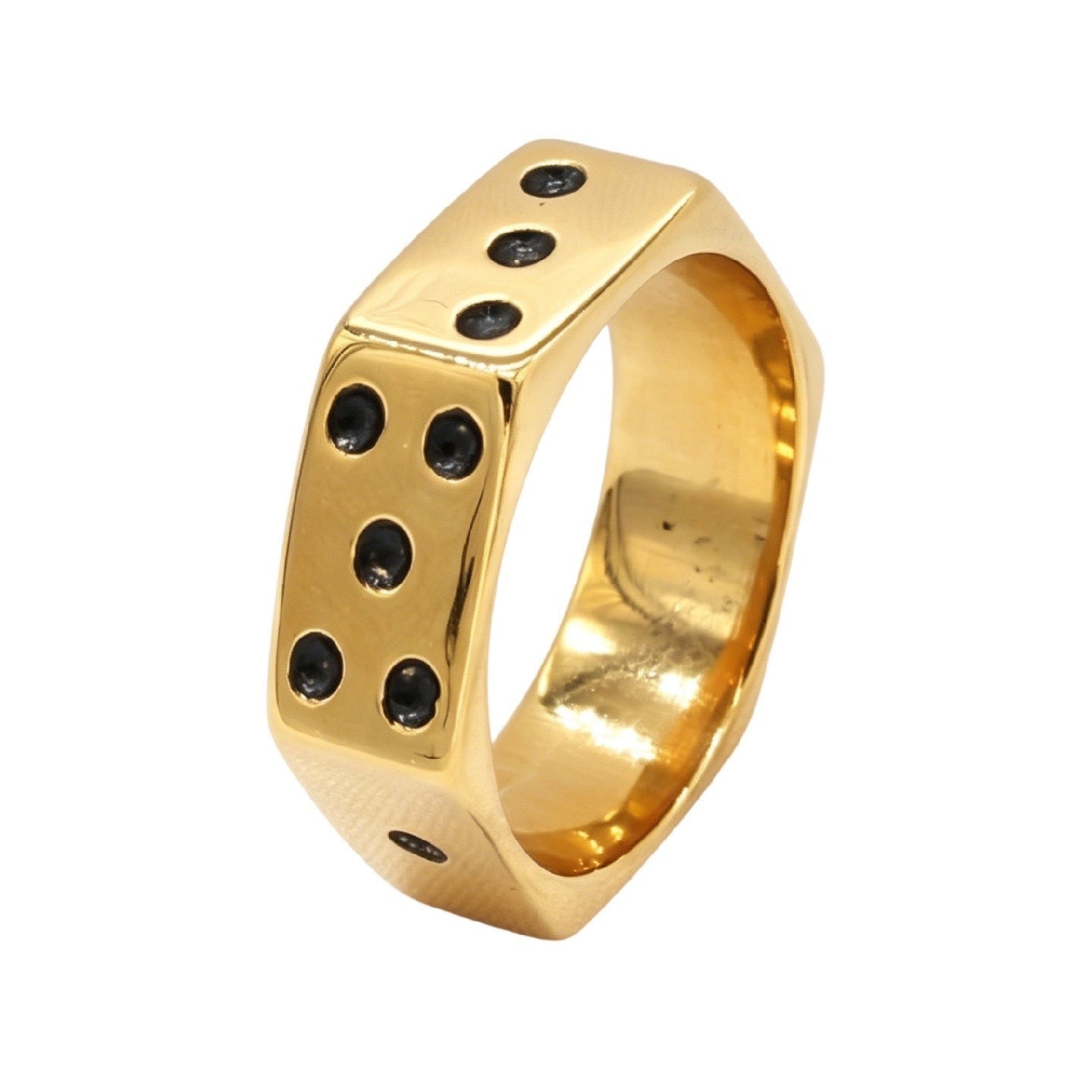 Kemstone Titanium Steel Hexagon Geometric Ring for Men Minimal Design R1876