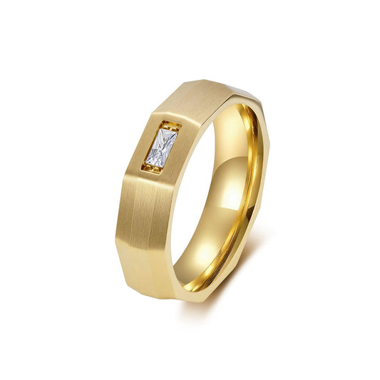 Kemstone Geometric Faceted Stainless Steel Ring for Men Women K-R1131