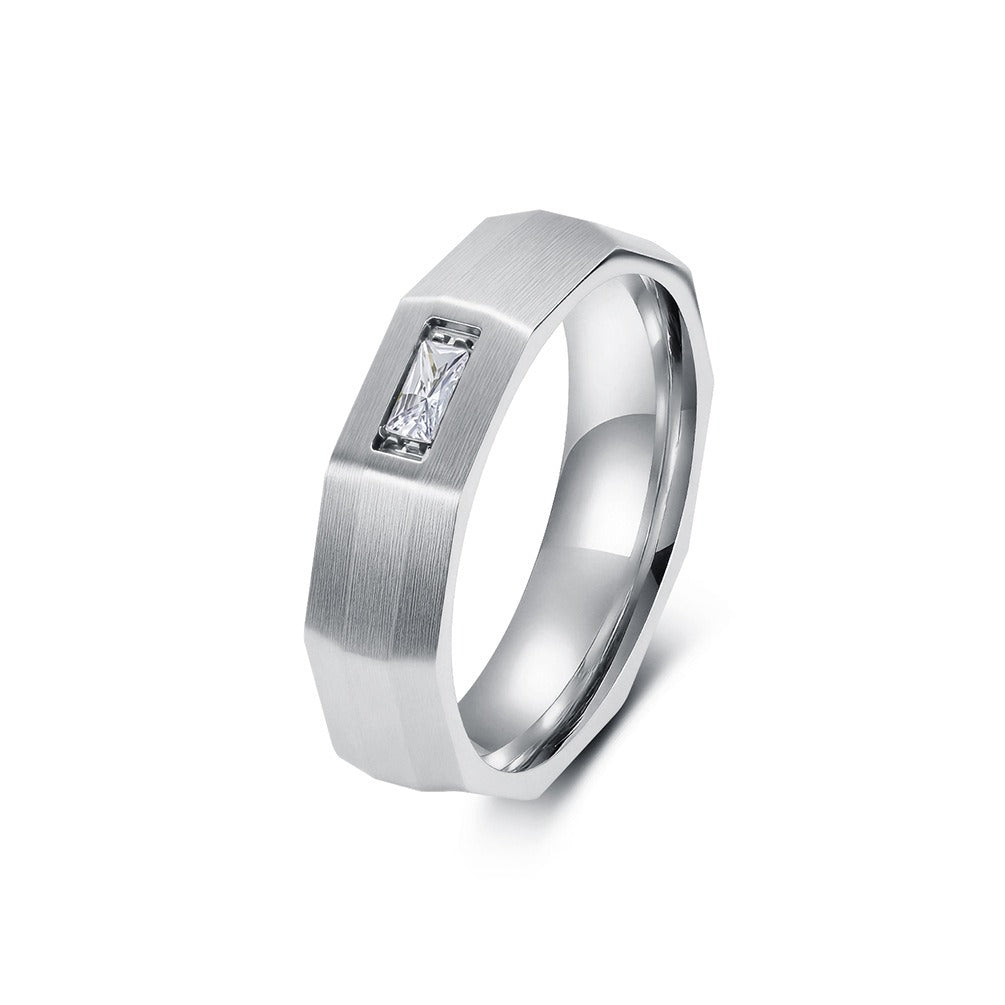 Kemstone Geometric Faceted Stainless Steel Ring for Men Women K-R1131